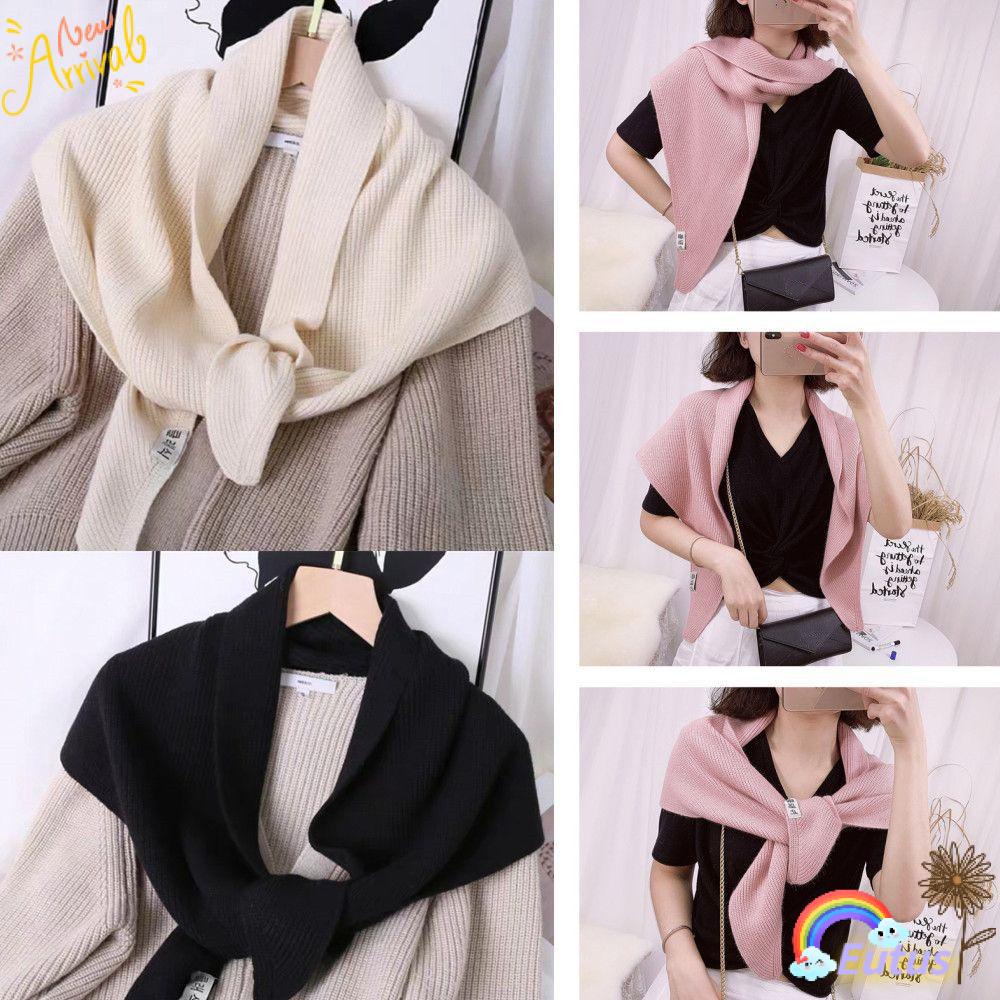 Khăn Choàng Cổ Dệt Kim Hình Tam Giác Hai Mặt Thời Trang Dành Cho Nữ