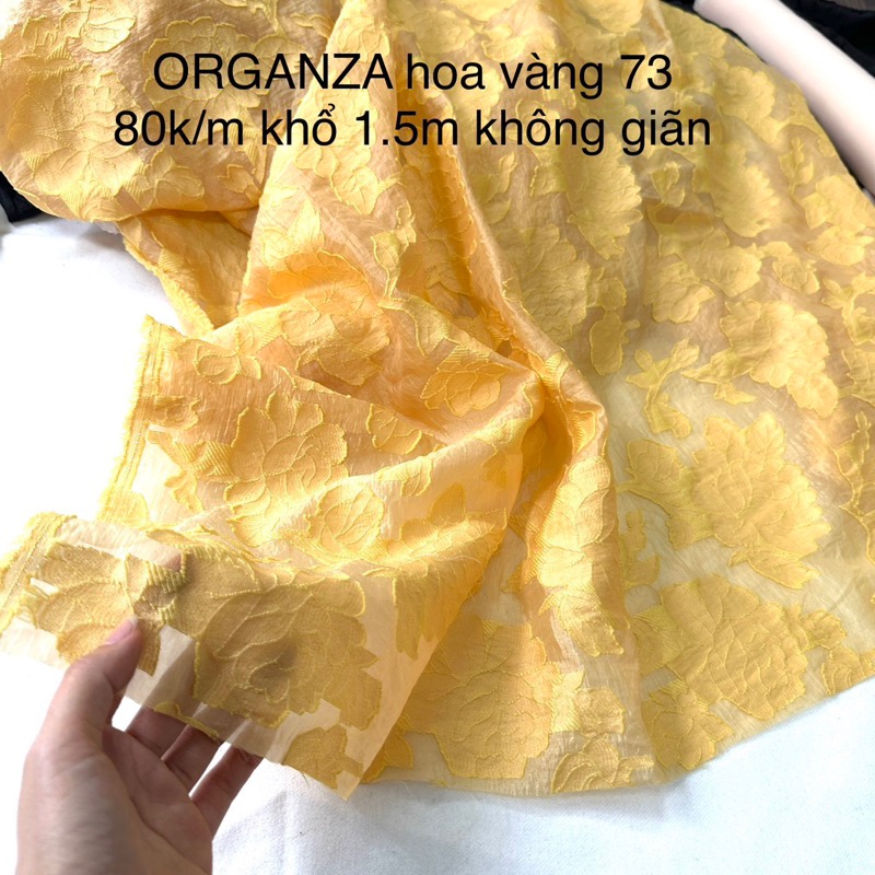 Vải Organza hoa Tết - Gấm hoa may váy Tết du xuân ,trẩy Hội