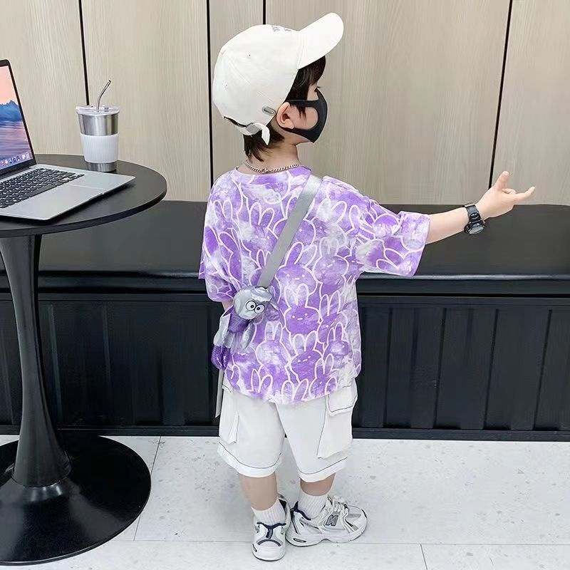 Áo Thun Tay Ngắn Dáng Rộng In Hình Thời Trang Mùa Hè Cho Bé Trai