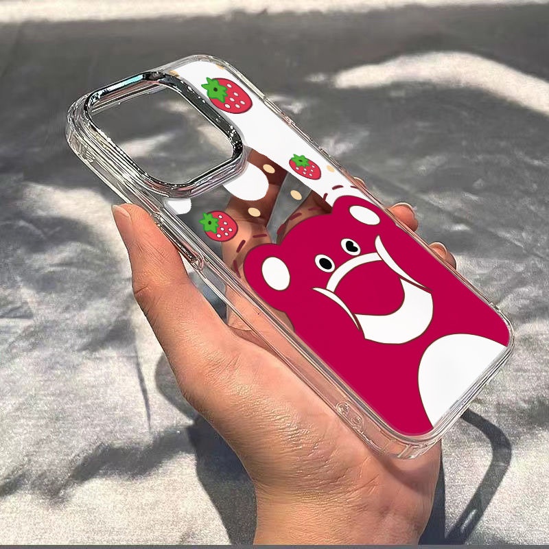 ✅Ốp Điện Thoại Dẻo Họa Tiết Gấu &amp; Dâu Tây Dễ Thương Chống Sốc Cho Iphone12plus max / 138 14pro 117 O6VV