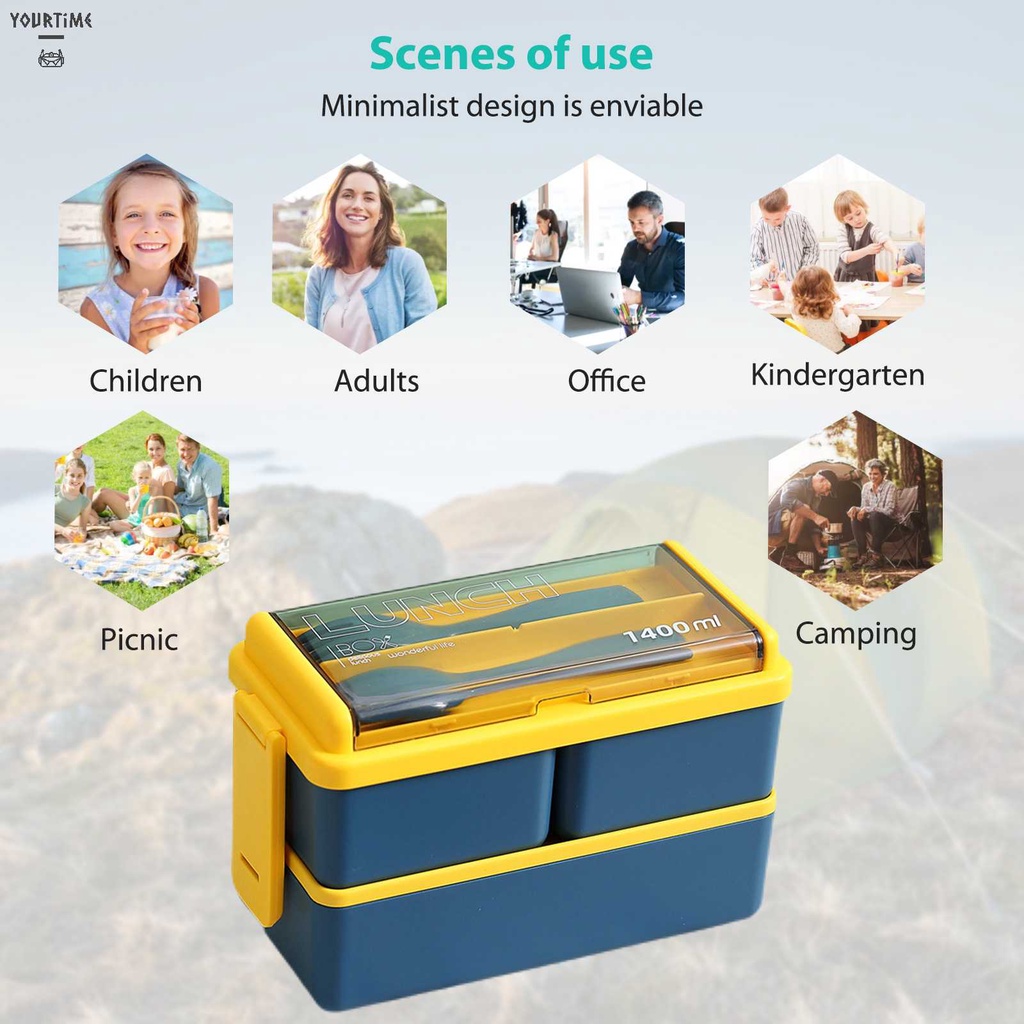 Hộp cơm Hai Tầng Dung Tích 1400ML