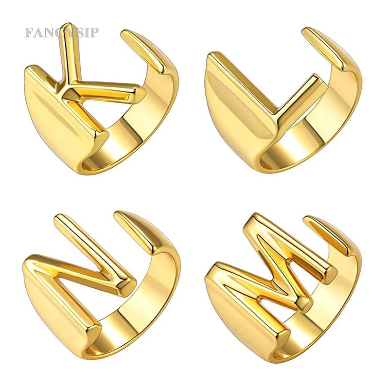 Nhẫn Kim Loại Khắc 26 Chữ Cái Tiếng Anh Phong Cách Âu Mỹ Cho Cặp Đôi