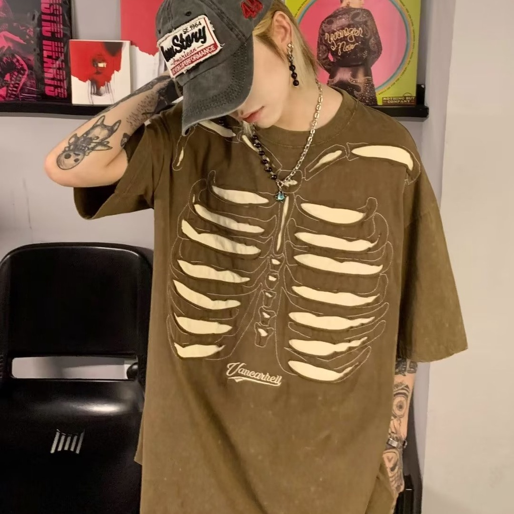 Áo Thun Ngắn Tay Phong Cách Đường Phố Cá Tính Cho Nam Nữ