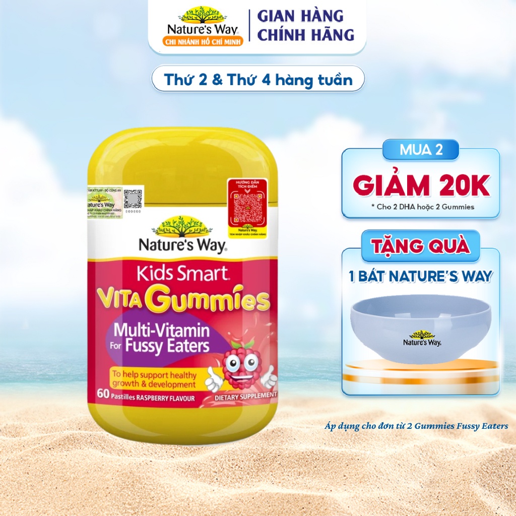 Kẹo dẻo cho bé Nature s Way Kids Smart Vita Gummies Multi Vitamin for