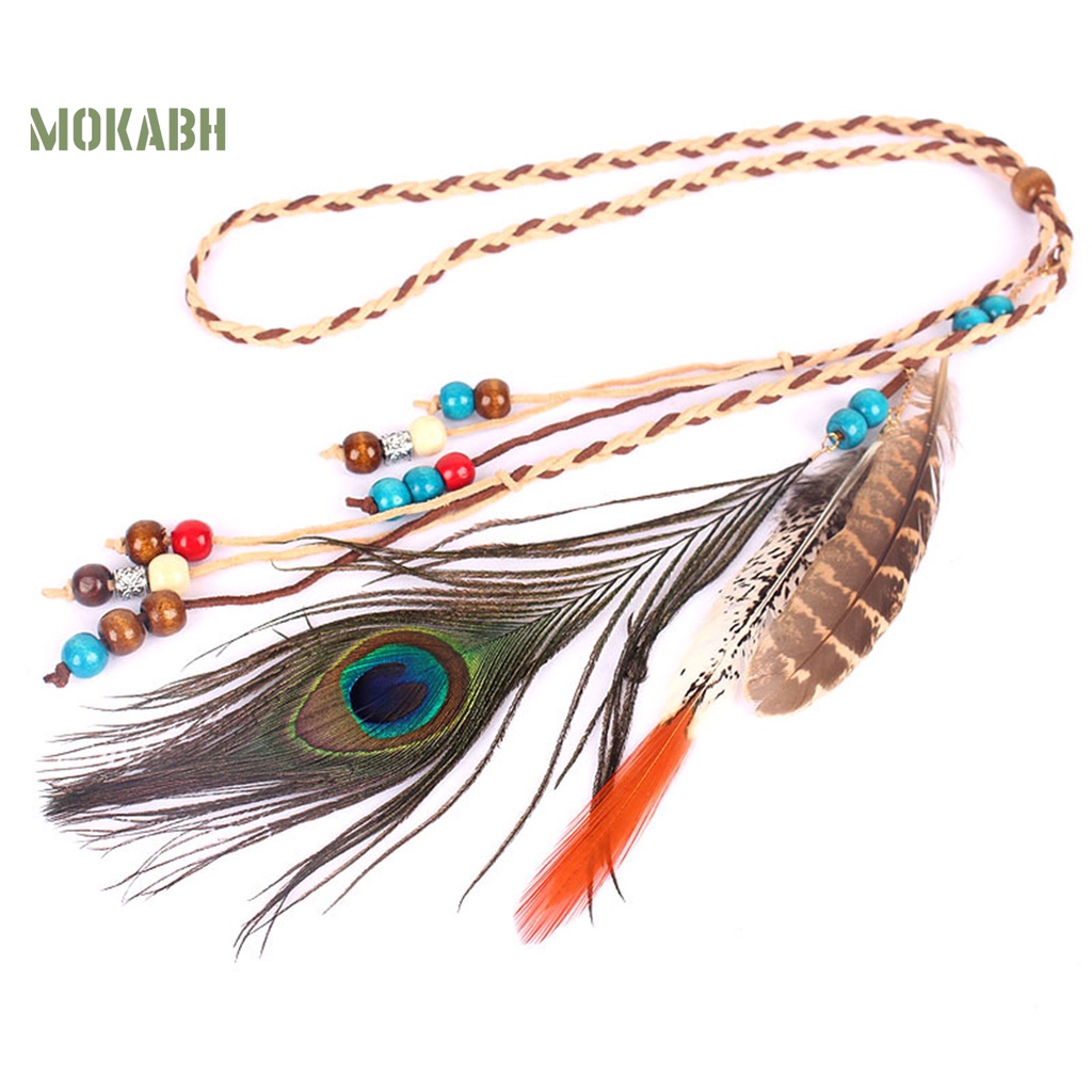 Băng Đô Bện Dây Giả Da Đính Hạt Phong Cách Boho Cổ Điển