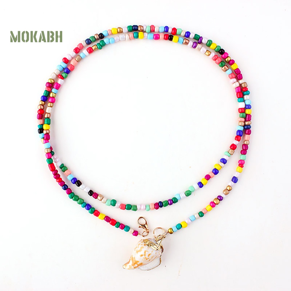 [Mok Abh] Vòng Cổ Hai Lớp Gắn Vỏ Sò Phong Cách Bohemian