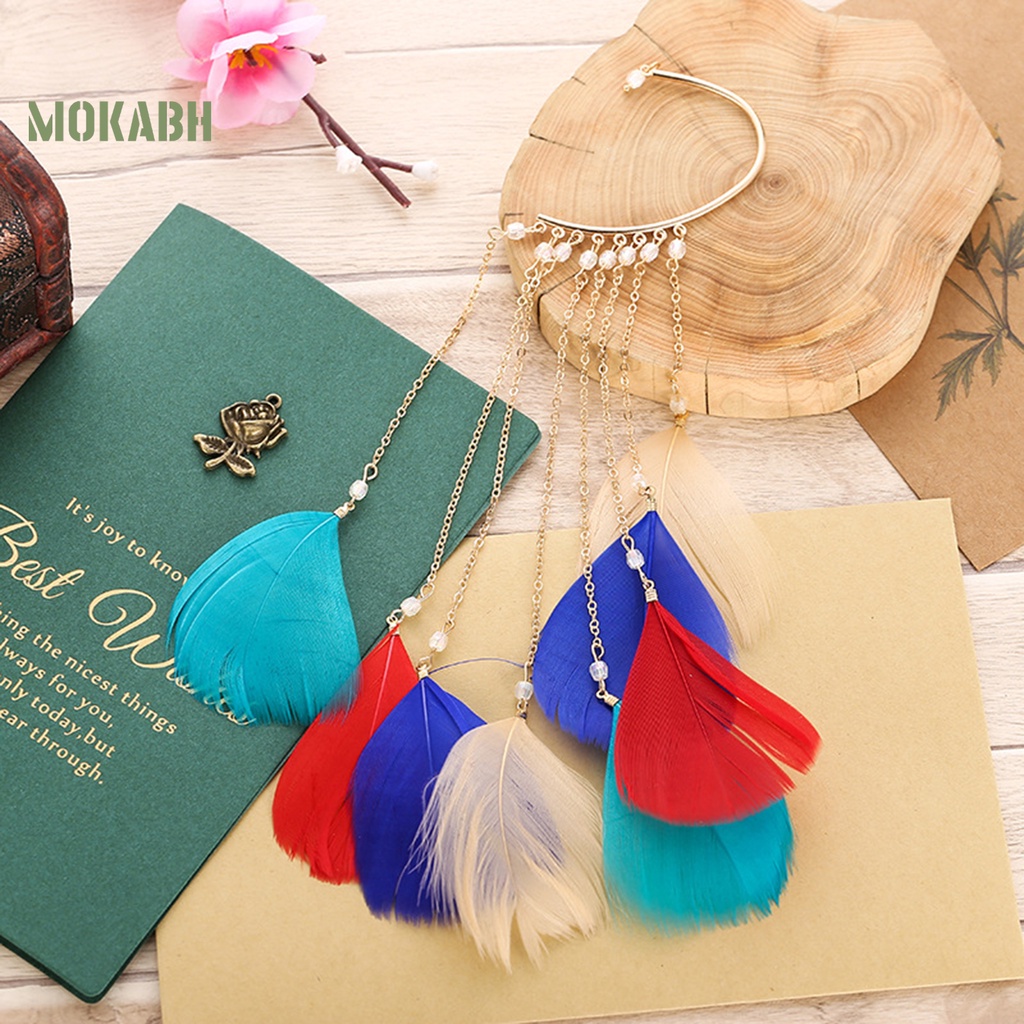 1 Cặp Bông Tai Lông Vũ Tua Rua Dáng Dài Phong Cách Bohemian