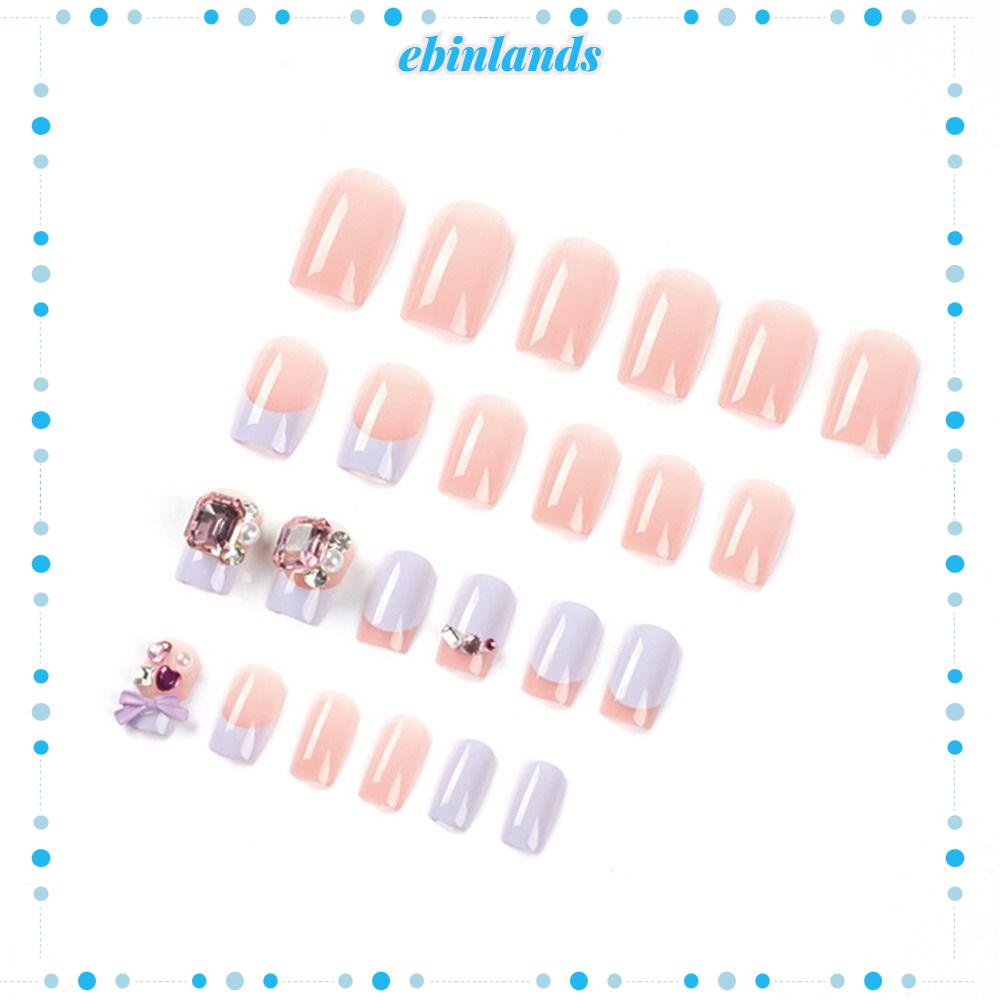 Set 24 Móng Tay Giả Hình Vuông Dài Có Thể Tháo Rời Thời Trang