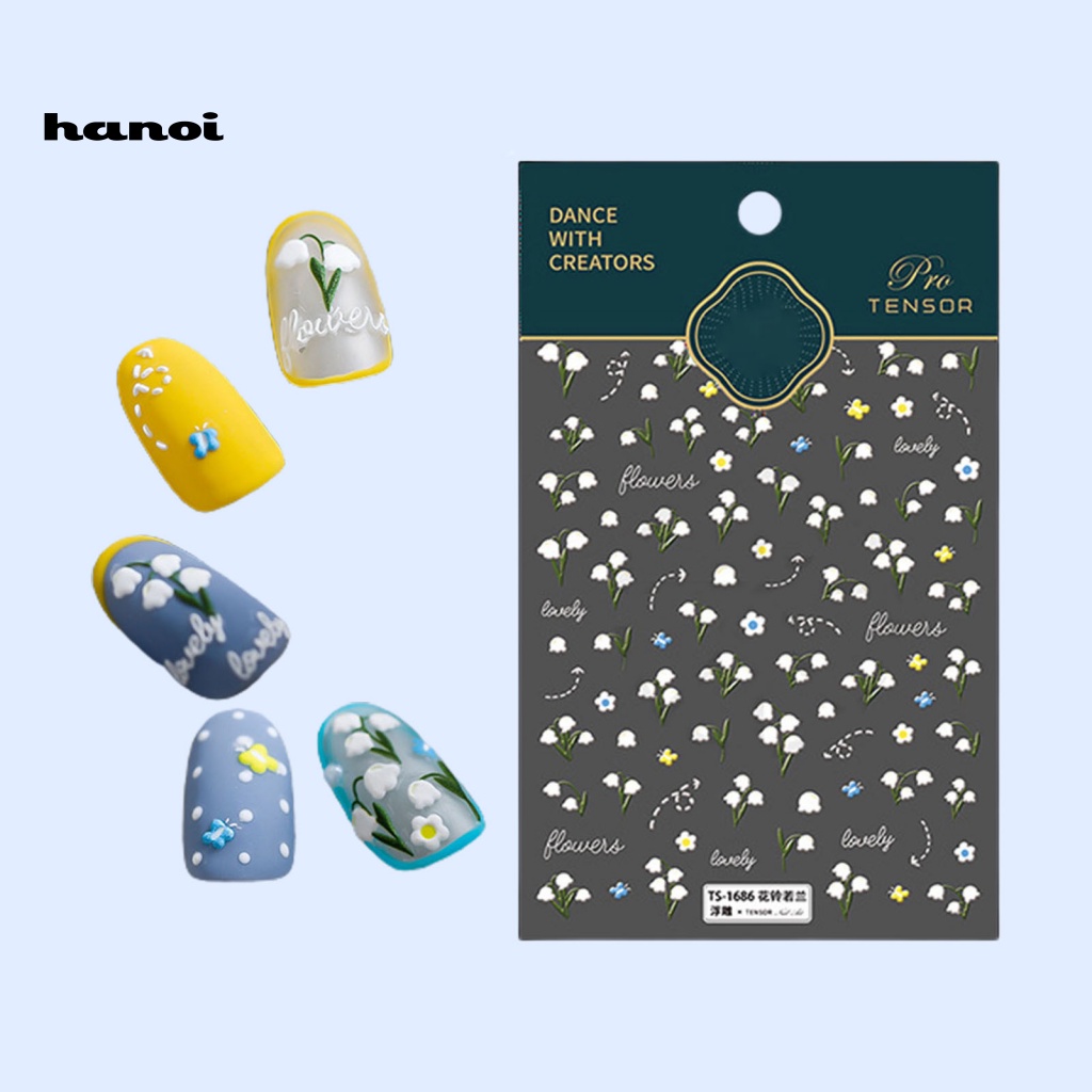 Miếng Dán Trang Trí Móng Tay 5D Tự Dính Không Phai Màu Chống Rơi Cho Nữ