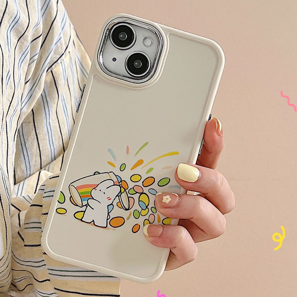 Ốp Điện Thoại TPU Mềm Chống Sốc In Hình Thỏ Hoạt Hình Dễ Thương Cho IPhone 11 14 13 12 Pro Max