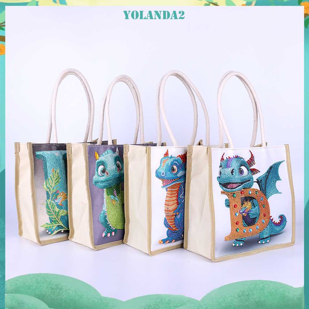 Túi Tote Đựng Tranh Đính Đá 5D Tự Làm Hình Khủng Long Cho Nữ