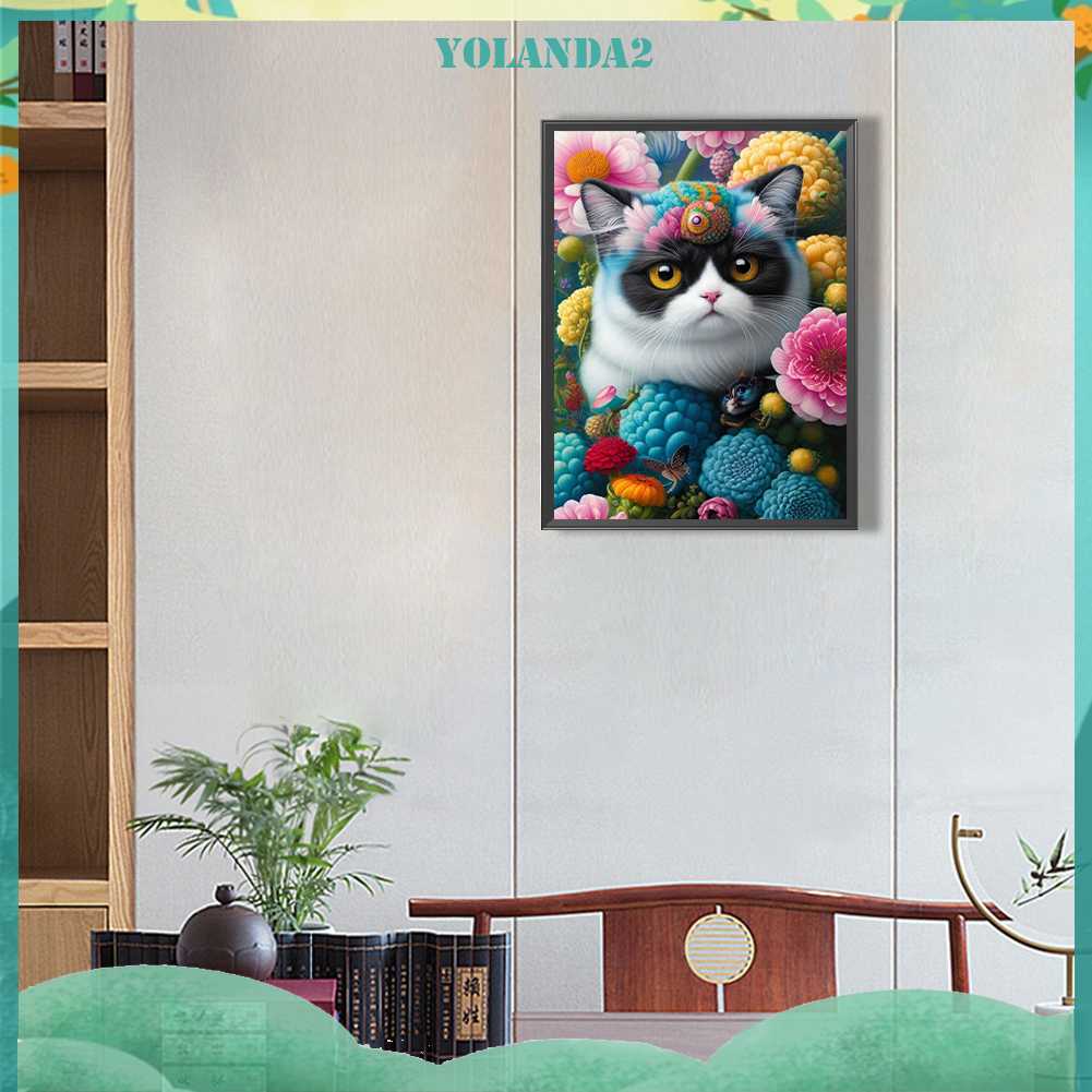 Tranh Đính Đá Kim Cương Toàn Bộ 5D DIY Hình Vẽ Mèo Trang Trí Nhà Cửa