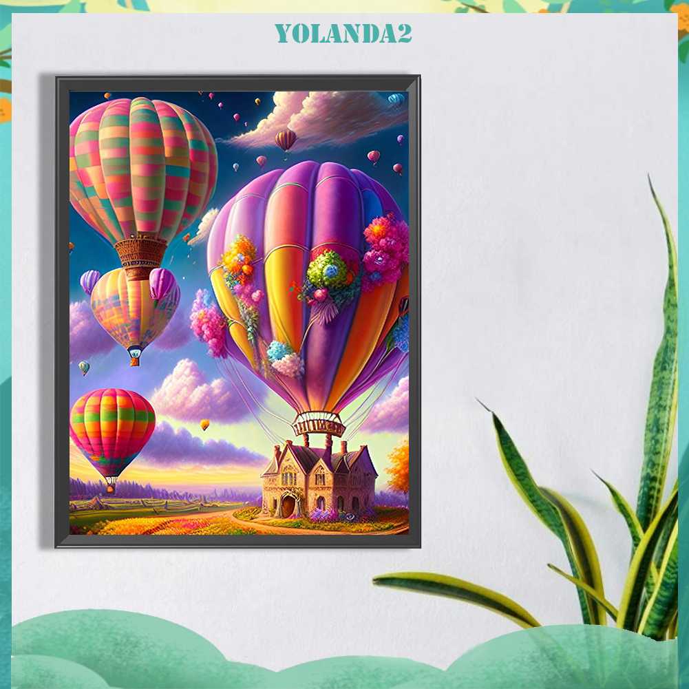 Tranh Đính Đá Kim Cương Toàn Bộ 5D DIY Hình Vẽ Bóng Bay Dùng Trang Trí Nhà