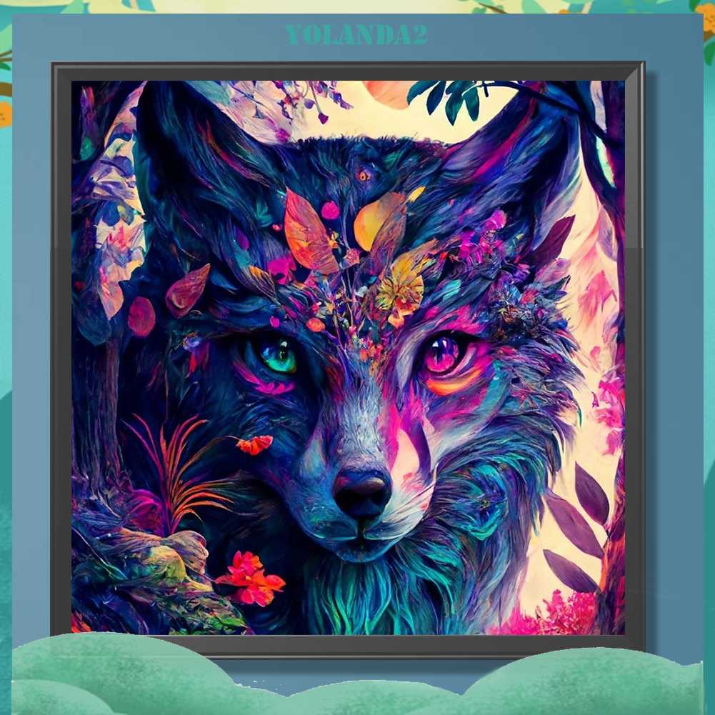 Tranh Đính Đá Kim Cương Toàn Bộ 5D DIY Hình Vẽ Sói Trang Trí Nhà Cửa