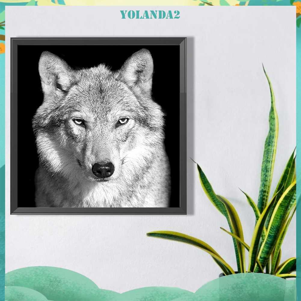 Tranh Đính Đá Kim Cương Toàn Bộ 5D DIY Hình Vẽ Sói Trang Trí Nhà Cửa