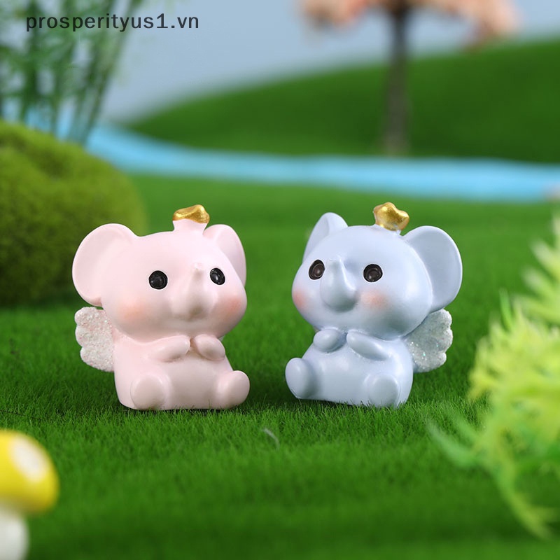 1 Chú Voi Hồng Xanh Dương Đáng Yêu Trang Trí Tiểu Cảnh 1 Cái