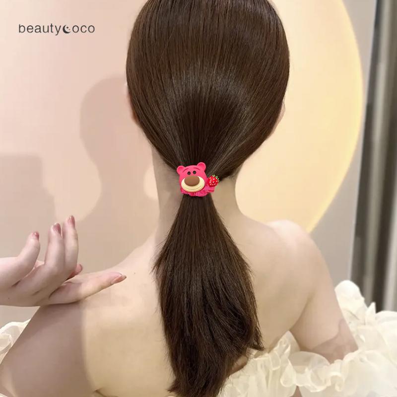 Beautycoco🍊Dây cột tóc Losto chất liệu cao su co giãn hình gấu dâu hoạt hình xinh xắn phong cách Hàn Quốc dành cho nữ