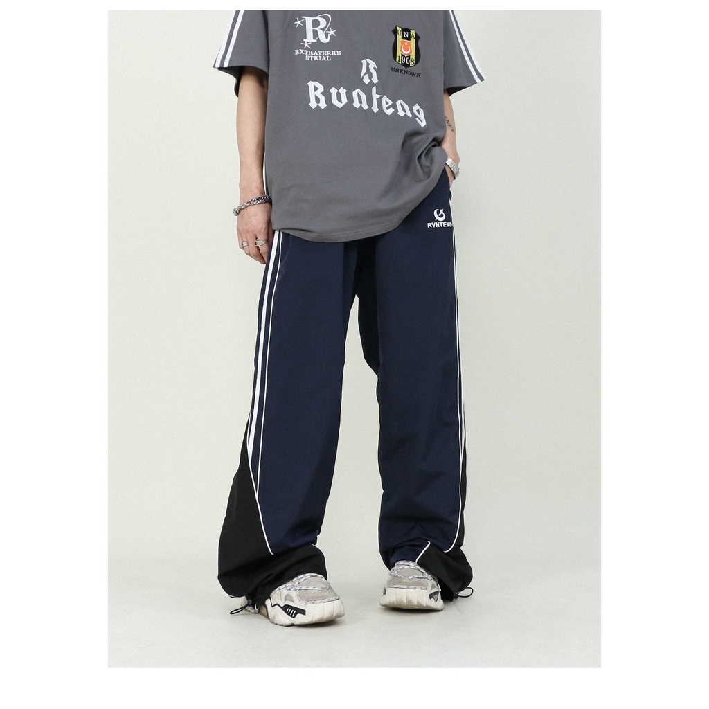 Quần Dài Thể Thao Dáng Rộng Phối Màu Sắc Bắt Mắt Phong Cách Retro