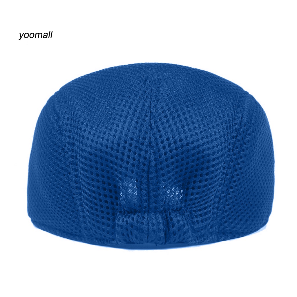 Mũ Beret Phẳng Co Giãn Màu Trơn Phối Lưới Thoáng Khí Thời Trang Cho Nam