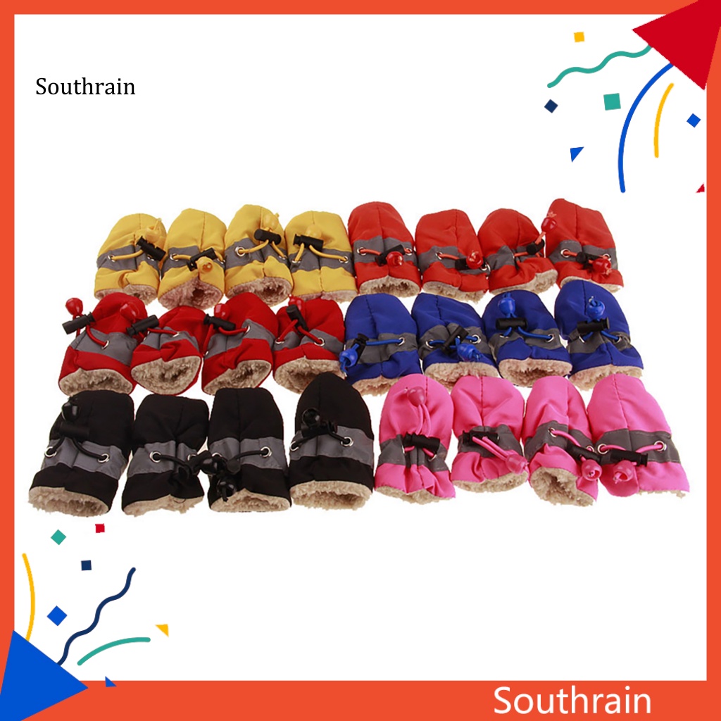 Bộ 4 Giày Ủng Đi Mưa Mềm Chống Trượt Cho Thú Cưng