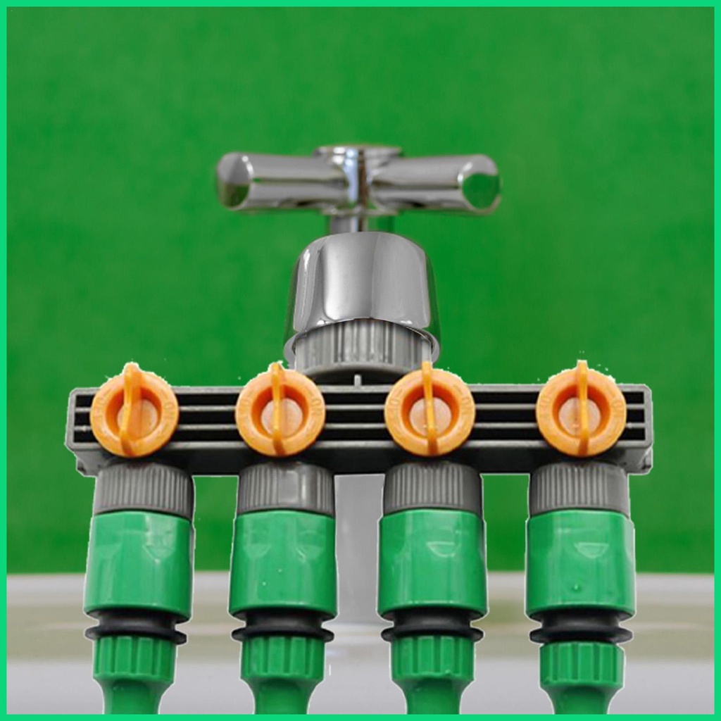 Đầu Nối Ống Nước Tưới Vườn 4 Cổng Có Van Tắt