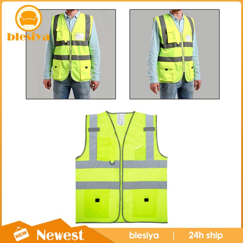 [Blesiya] Áo Bảo Hộ Lao Động Không Tay Phản Quang Thoải Mái An Toàn Cho Công Trường Giao Thông Ngoà