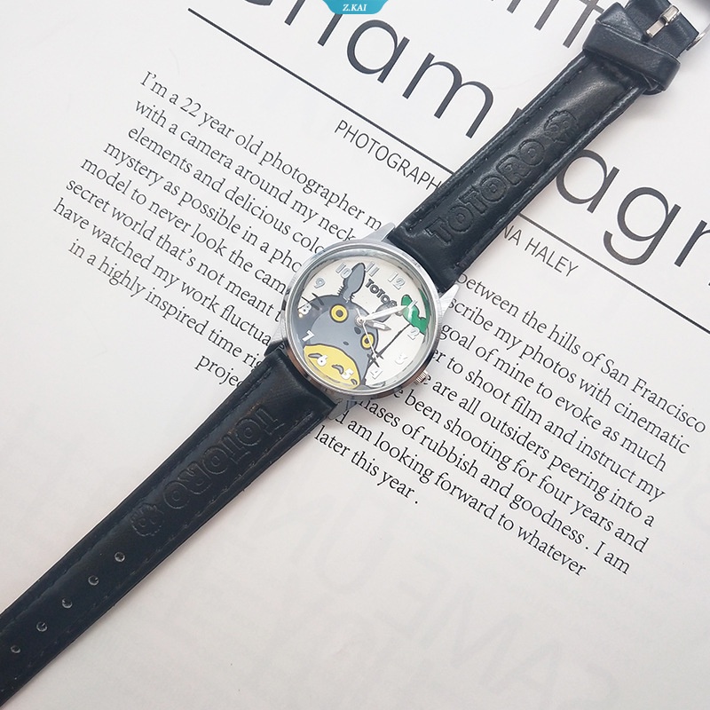 Đồng Hồ Đeo Tay Nữ Dây Da Mặt Hình Totoro Thời Trang Chất Lượng Cao