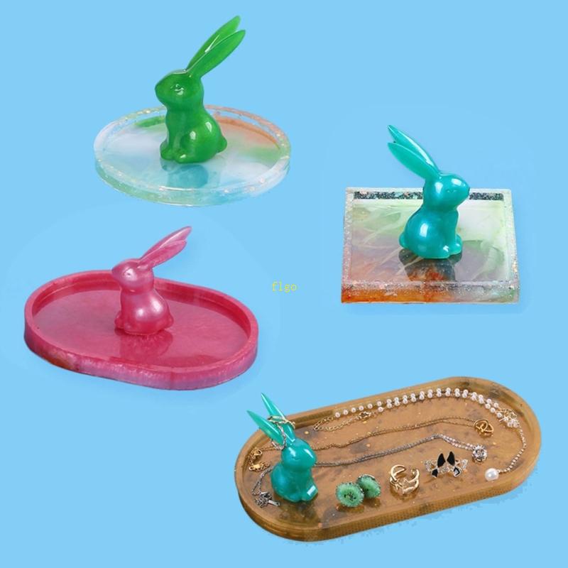 Khuôn Silicone Hình Thỏ Làm Khay Gạt Tàn Trang Sức Để Bàn DIY
