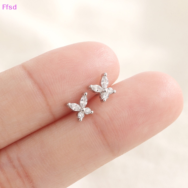 {Ffsd} Bông Tai Đinh Tán Hình Bướm Bằng Bạc Zircon Cho Nữ Làm Quà Tặng Ngày Bán Chạy