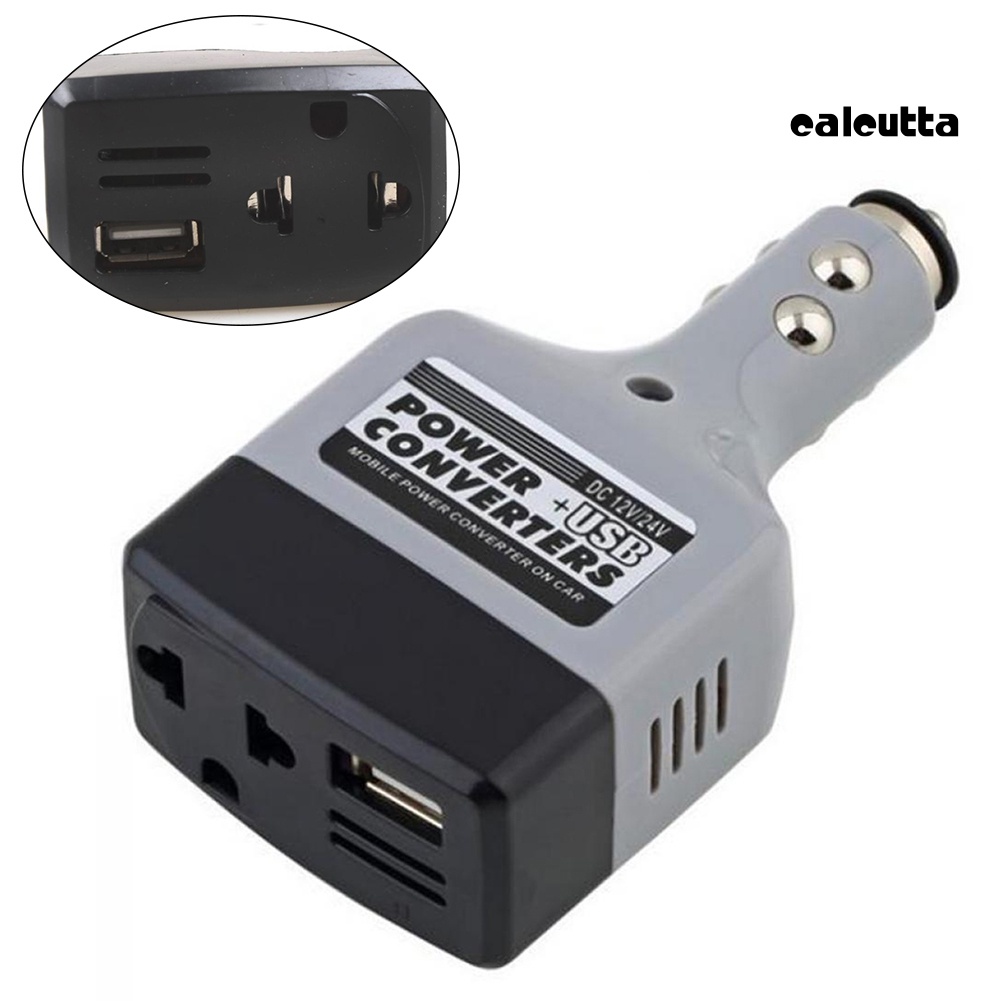 Bộ Chuyển Đổi Nguồn Điện DC 12V / 24V Sang AC 220V USB Chuyên Dụng Cho Xe Hơi