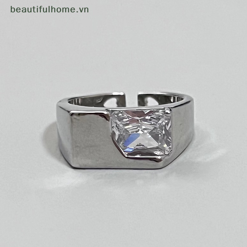 [beautifulhome] Nhẫn Đính Hôn Đôi Y2k Kiểu Chéo Đính Đá Pha Lê Sáng Tạo Làm Quà Tặng Dành Cho Bạn Nữ [beauty]