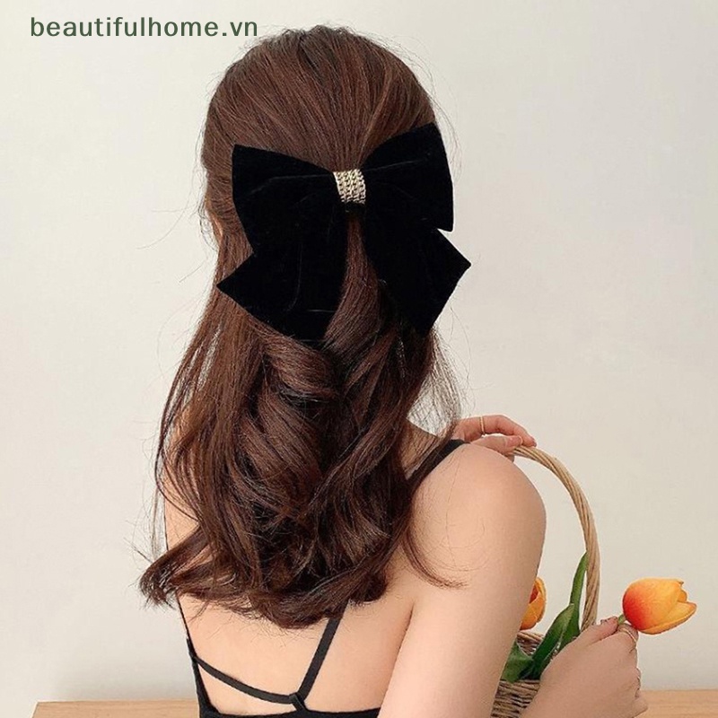 Kẹp Tóc Nơ Lớn Màu Đỏ Phong Cách Hàn Quốc Ngọt Ngào Cho Nữ [beauty]