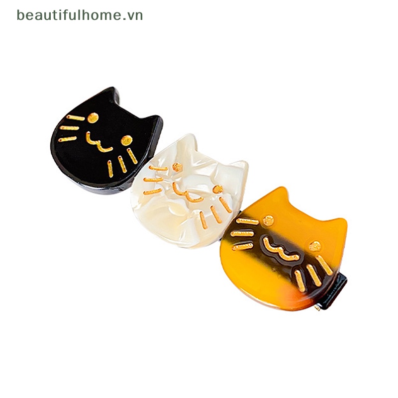 [beautifulhome] Kẹp Tóc Mái Vịt Hai Mặt Hình Mèo Mặt Cười Hoạt Hình Axit Acetic Dễ Thương Tạo Kiểu Cho Bé Gái [Đẹp]