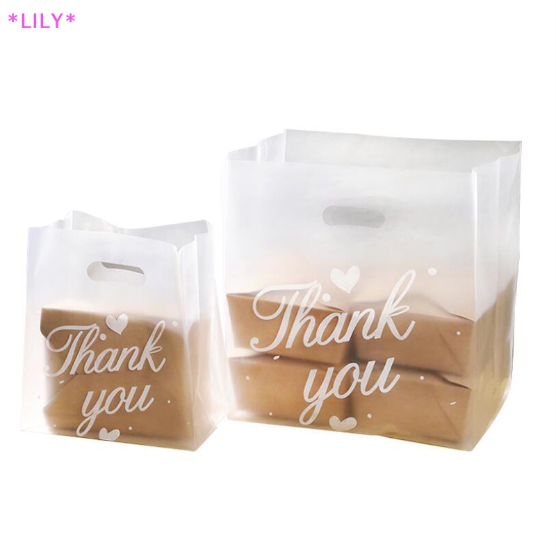 Lily 50pcs Cảm ơn bạn nhựa kẹo Túi Quà Tặng Túi mua sắm đám cưới Gói Túi uuu