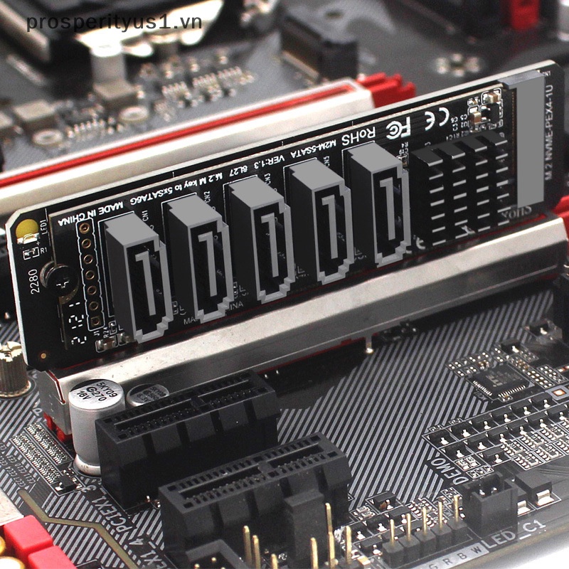 Card Chuyển Đổi PCI-E PCIE X4 X8 X16 Sang 6 Cổng 3.0 SATA M.2 NVME ASM1166 Chuyên Dụng