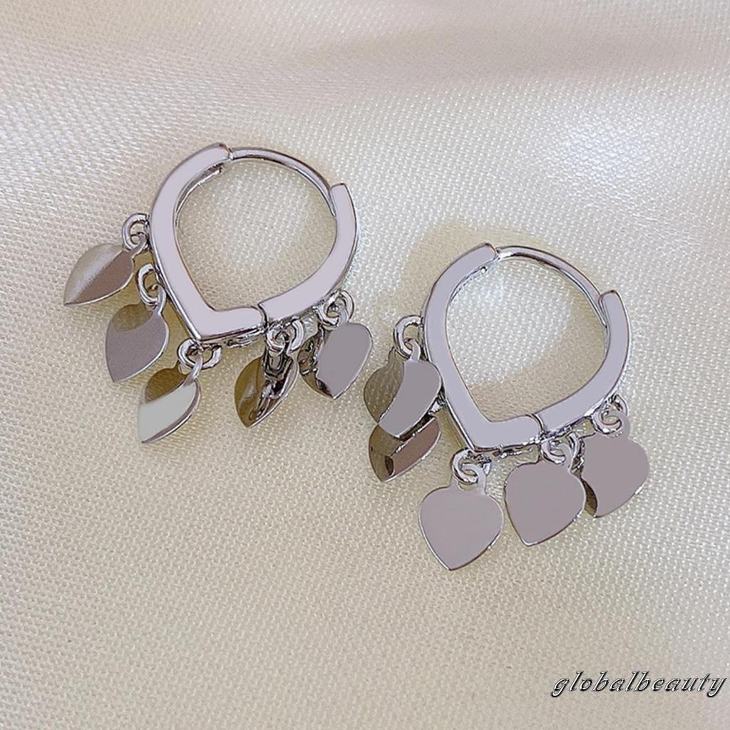 Bông Tai Dáng Dài Hình Trái Tim Dễ Thương Cho Nữ