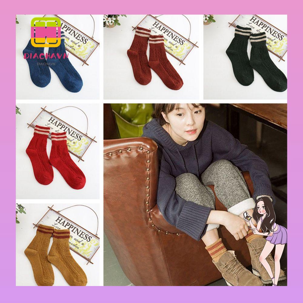 1 Đôi Tất Len Giữ Ấm Họa Tiết Kẻ Sọc Một Kích Cỡ Cho Nữ