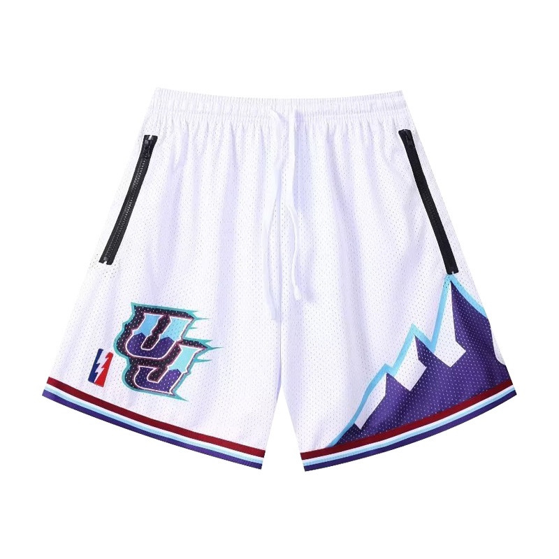 Quần Short Thể Thao Bóng Rổ Phối Lưới Hai Lớp Dài Đến Đầu Gối Phong Cách Retro Mỹ