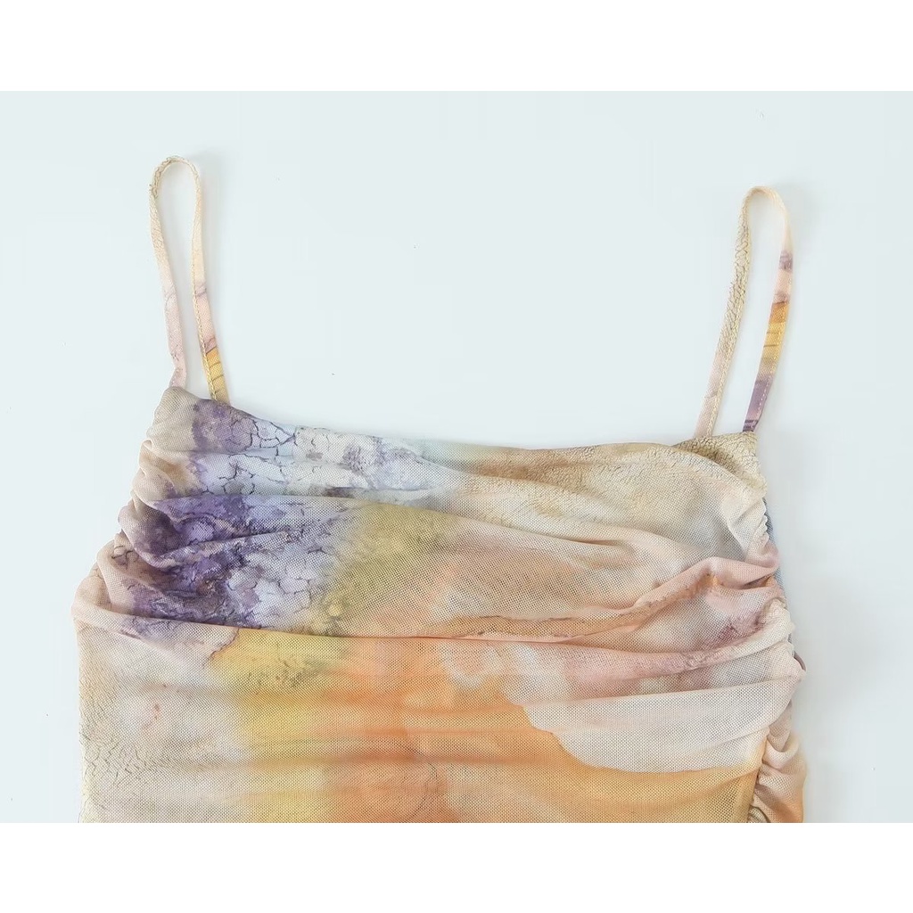 Uibey Đầm Lụa In Tranh Sơn Dầu Thời Trang 2099