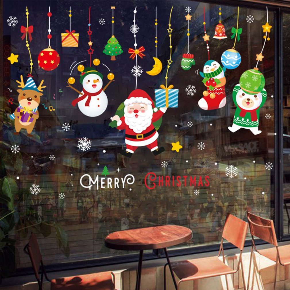 =Christmas=Christmas Decoration Stickers Snowman Elk Window Static Glass Sticker
