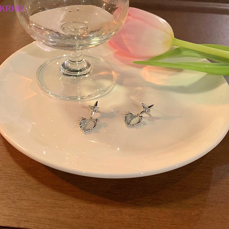 Đôi Khuyên Tai Đính Đá Mắt Mèo Phong Cách Hàn Quốc Thời Trang Cho Nữ Mới