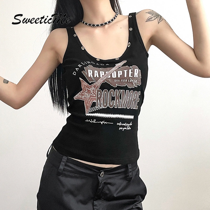 Áo Tank Top Cổ Chữ U Phối Đinh Tán Kim Loại Thời Trang 2023 Cho Nữ