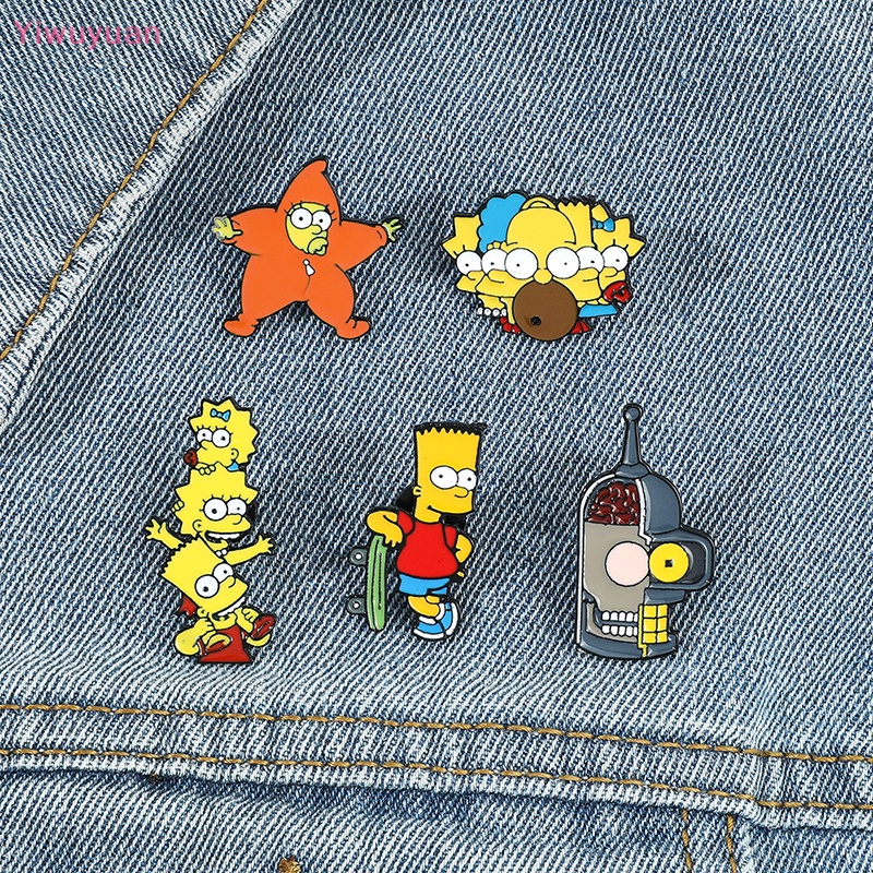 < Yiwuyuan > Ghim Cài Áo Họa Tiết Hoạt Hình Disney Comedy TV The Simpsons Tráng Men Dễ Thương Vui Nhộn Phụ Kiện Trang Sức Cho Nữ