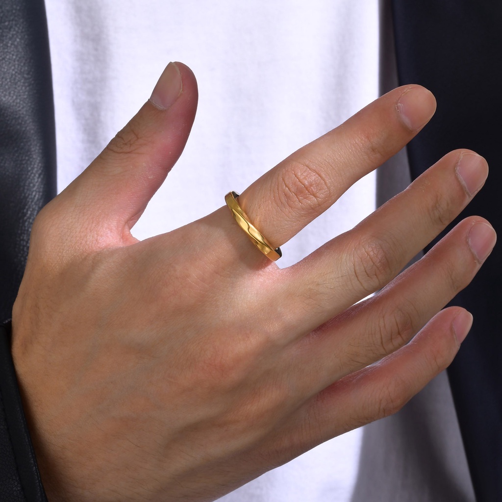 Nhẫn Nam Thép Không Gỉ 3mm Điều Chỉnh Được Màu Thời Trang