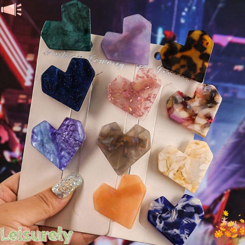 Kẹp Tóc Hình Trái Tim Bằng Acrylic Màu Sắc Ngọt Ngào Cho Nữ