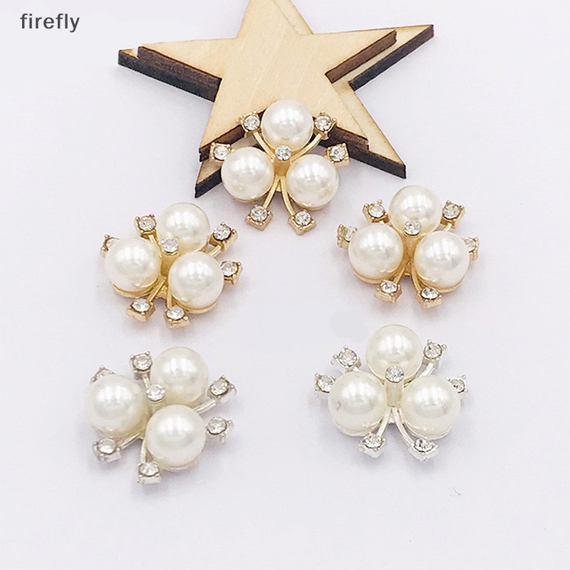 Bộ 10 Nút Ngọc Trai Hình Bông Hoa Dùng Trang Trí Tiệc Cưới DIY