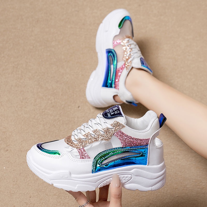 Giày Sneaker Đế Xuồng Dày Tăng Chiều Cao Phong Cách Mới Mùa Hè 2023 Cho Nữ