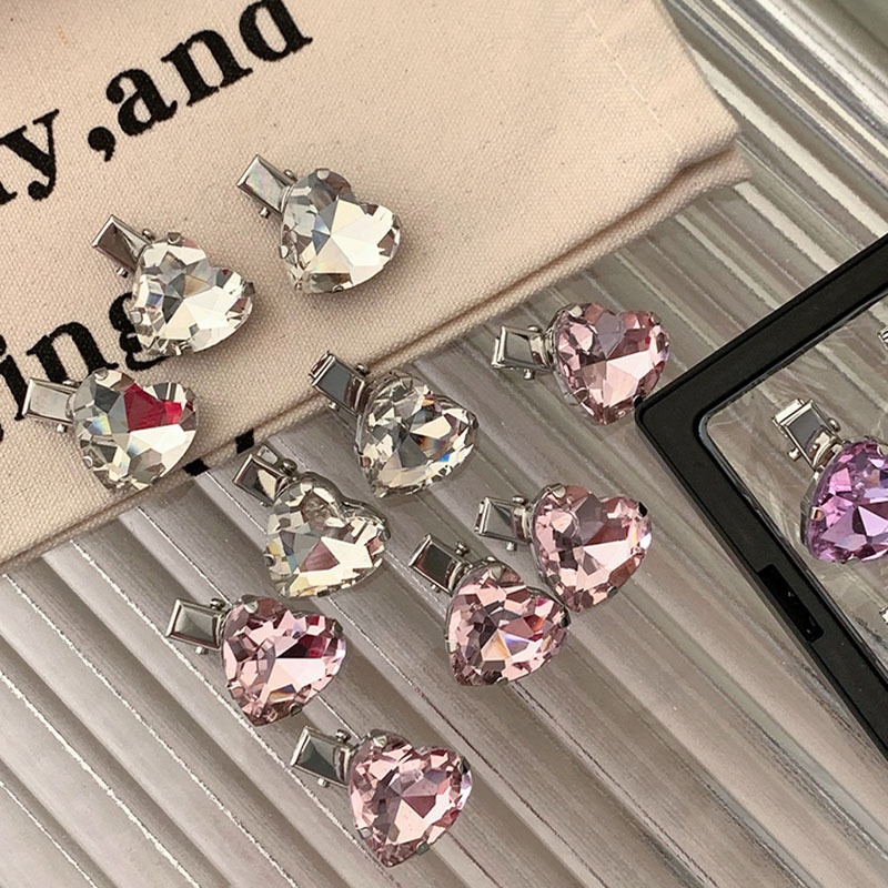 Kẹp Tóc Đính Kim Cương Màu Hồng Phong Cách Hàn Quốc Tinh Tế Cho Nữ