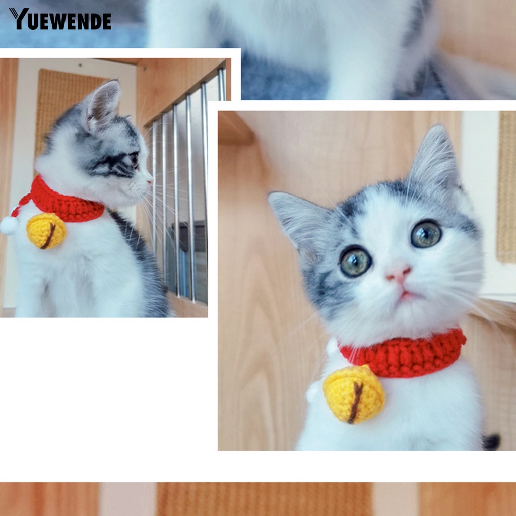 Vòng Cổ YQ.E Đan Len Có Chuông Dễ Thương Có Thể Điều Chỉnh Cho Cún Cưng