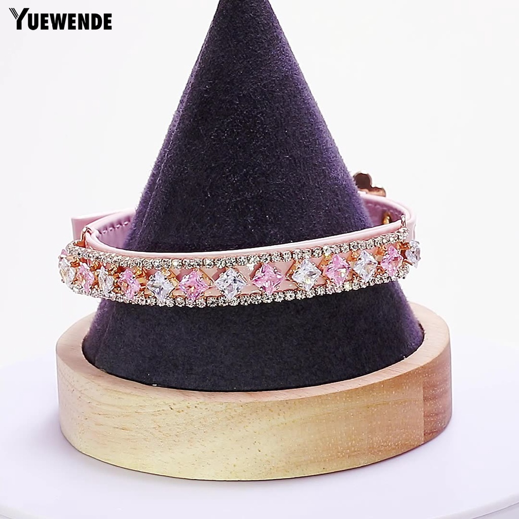 Vòng Cổ YQ.E Bằng Da Bò Đính Đá Có Thể Điều Chỉnh Thời Trang Dành Cho Thú Cưng
